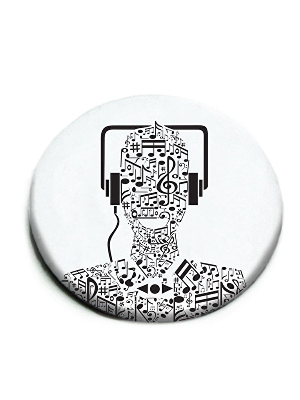 Renksiz Makenotes Müzik Beyaz Rozet Mn-Pın02-01