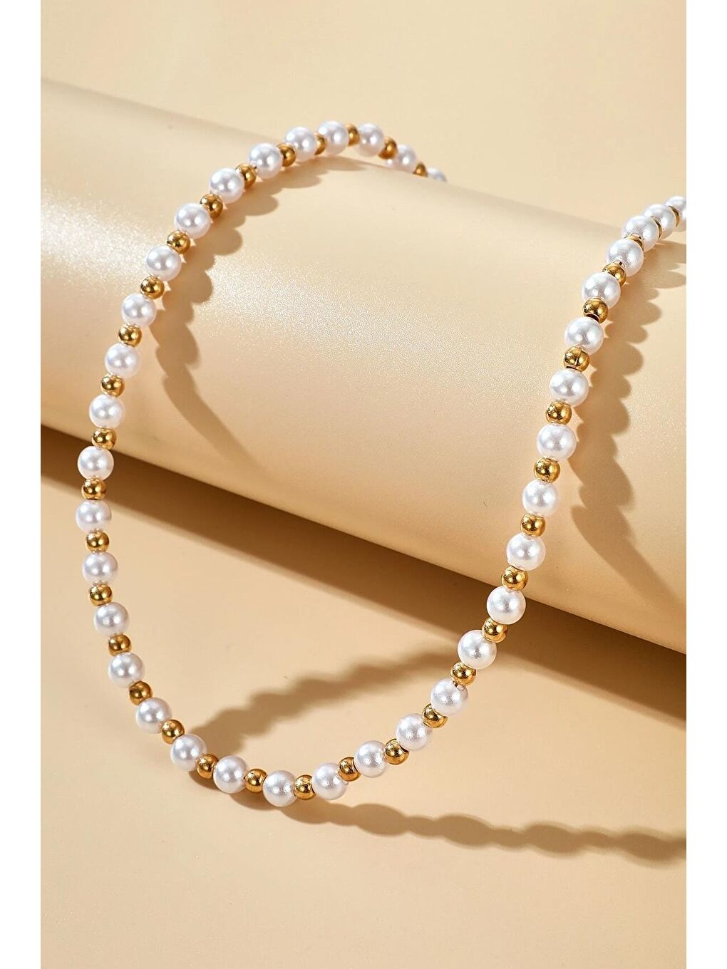 New Obsessions Sari Modern Cam İnci Kolye - 1
