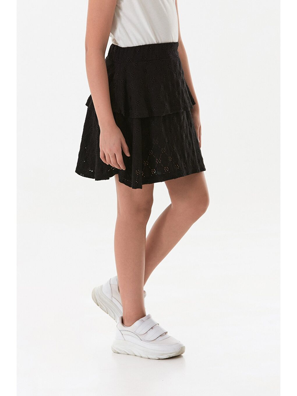 Siyah Dantelli Fırfırlı Kız Çocuk Etek-2