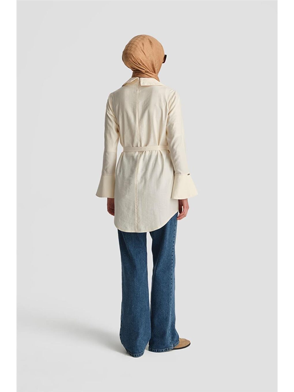 Bej Kruvaze Görünümlü Modal Tunik 24K4313 Aytaşı-4