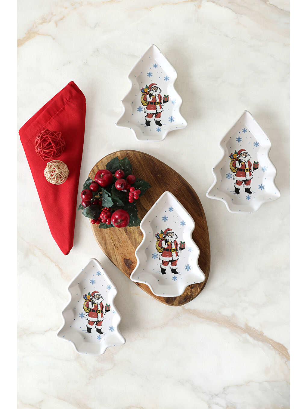 Karışık Yılbaşı Noel Baba Kayık Çerezlik 17 Cm 4 Adet 23769-4