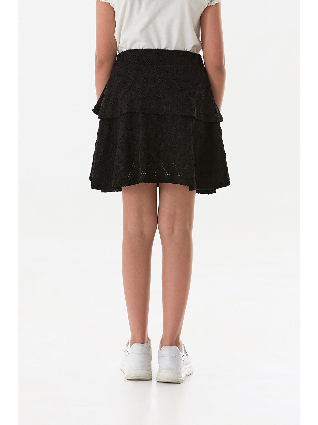 Siyah Dantelli Fırfırlı Kız Çocuk Etek-4