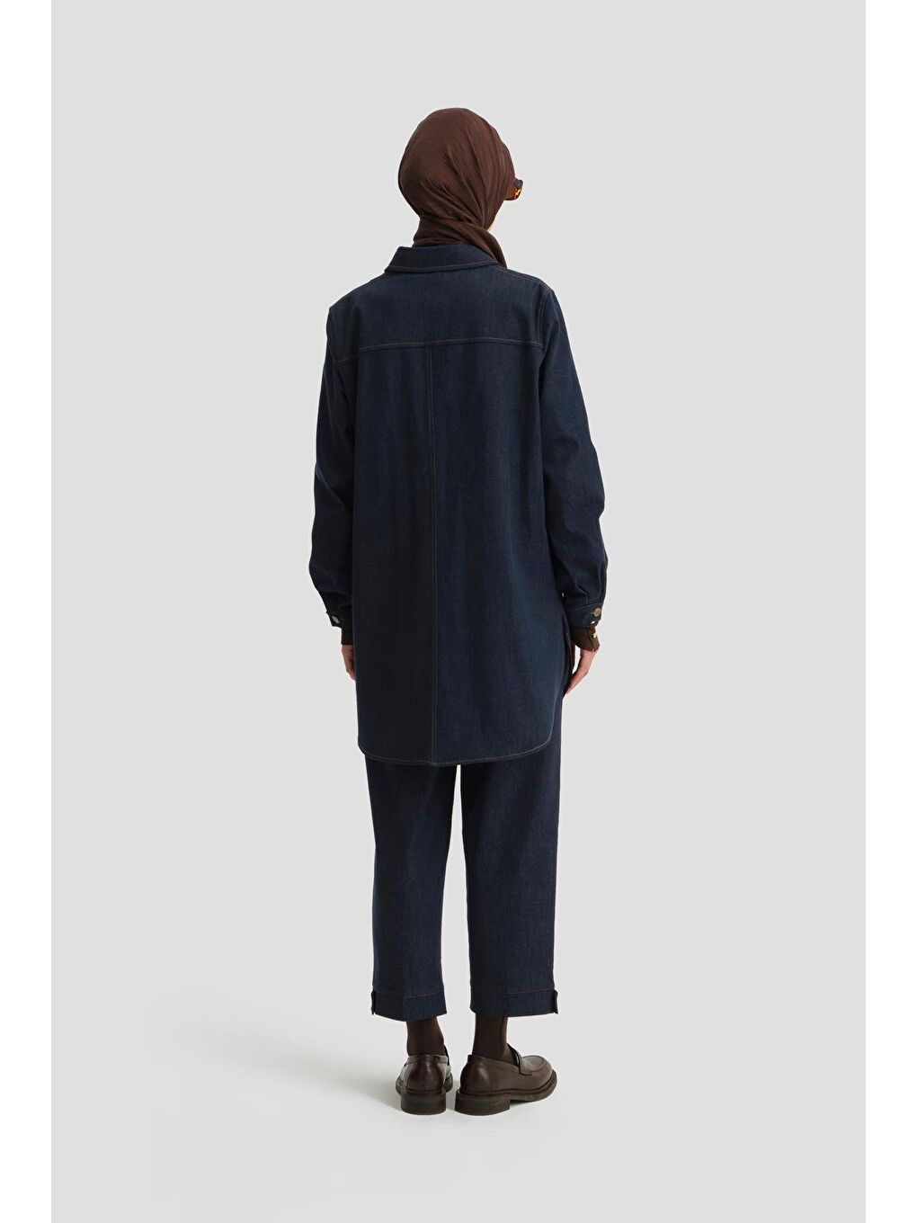 Kuplu Ve Cepli Denim Tunik 24K4308 Lacivert-4