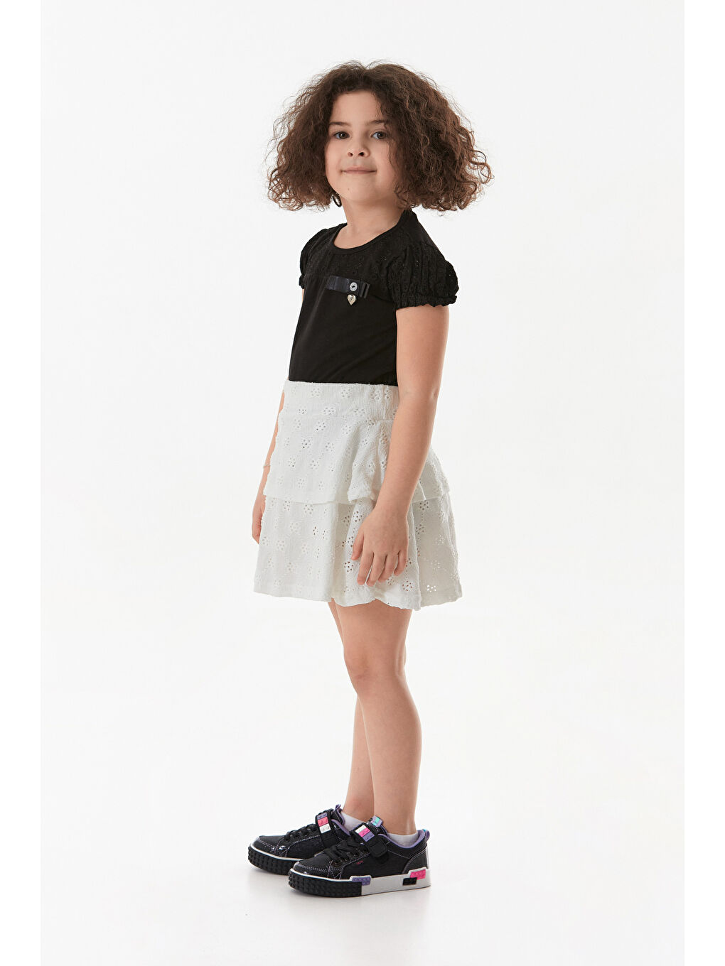 Beyaz Dantelli Fırfırlı Kız Çocuk Etek-2