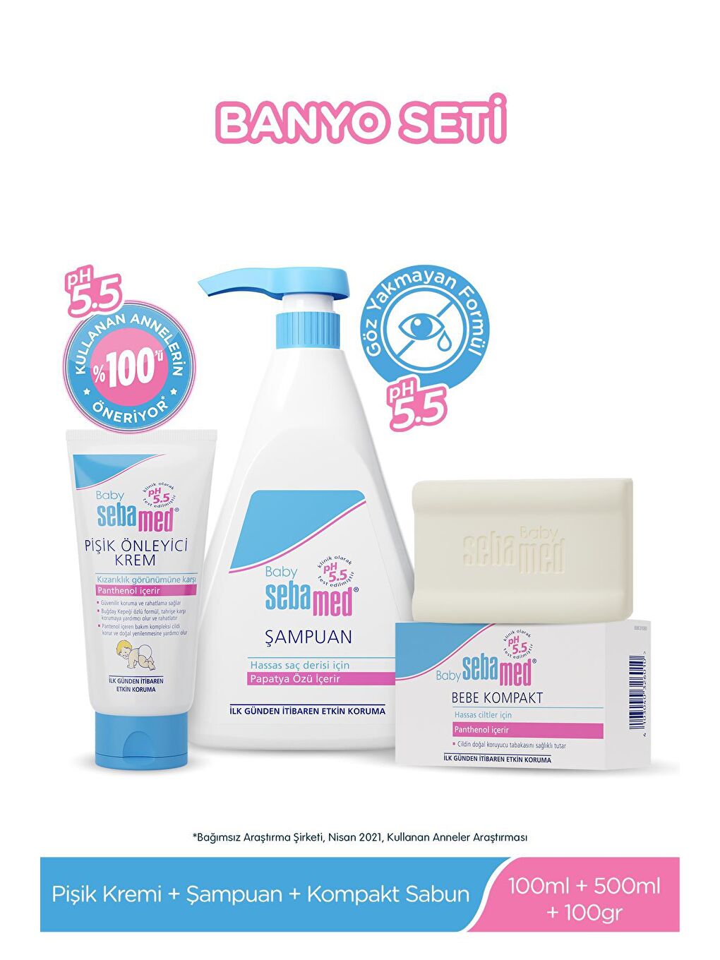 SEBAMED Renksiz Bebek Seti (500ml Şampuan + 100ml Pişik Önleyici  + 100gr Kompat Sabun)