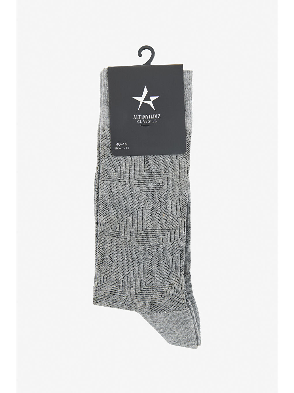 Erkek Gri-Siyah Desenli Tekli Çorap
