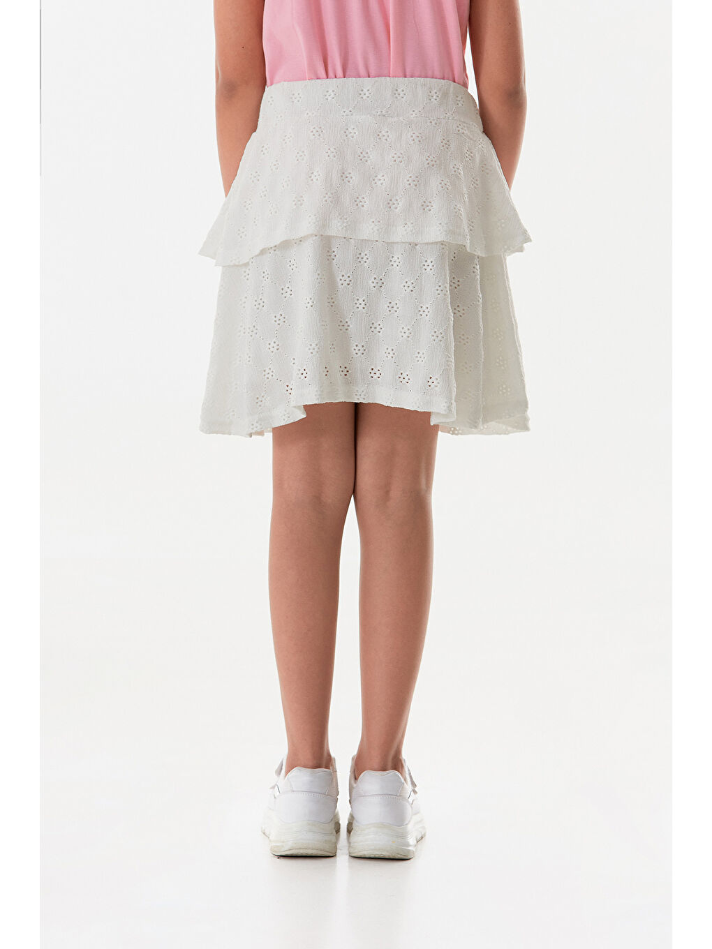 Beyaz Dantelli Fırfırlı Kız Çocuk Etek-4