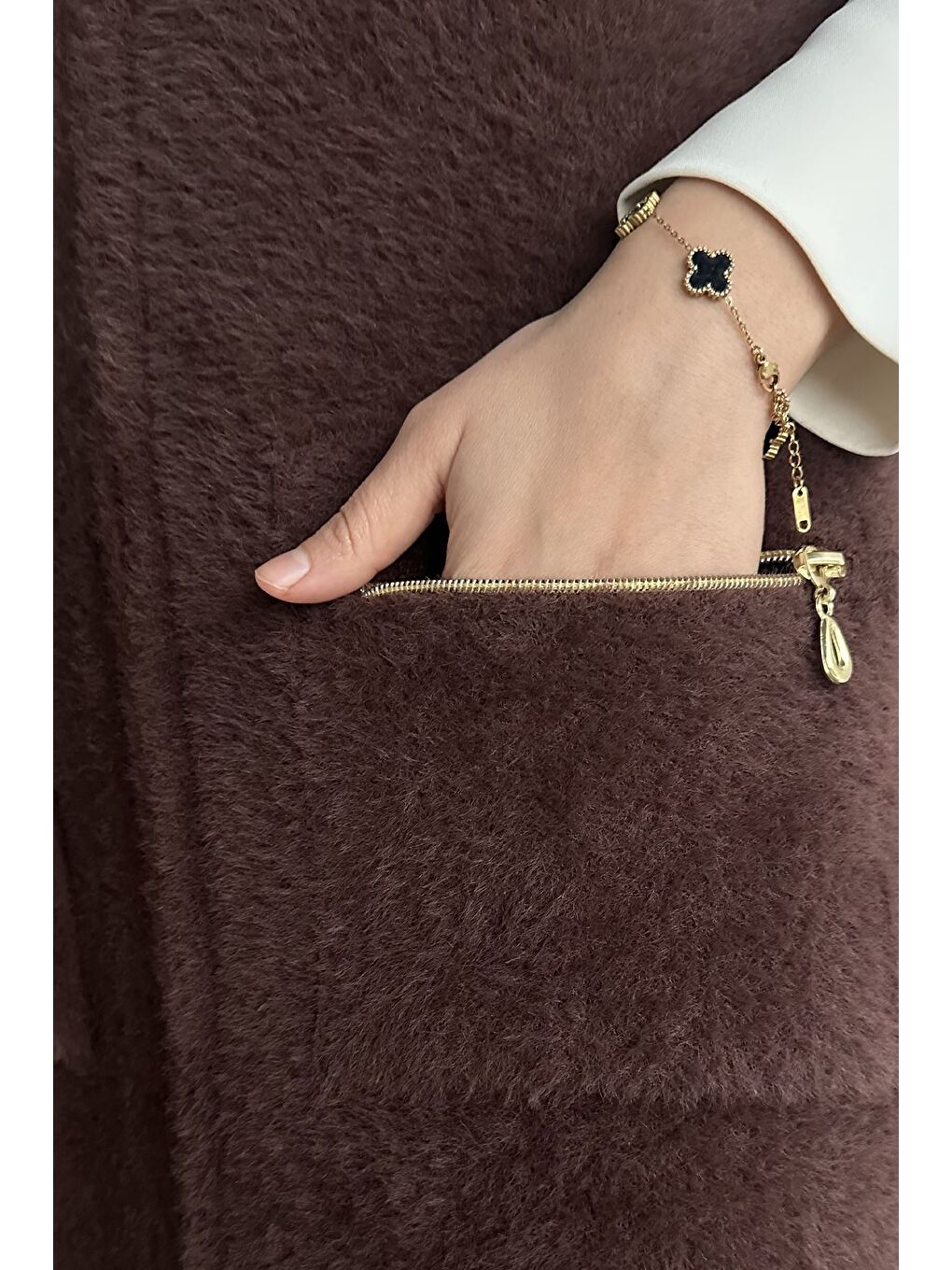 Kahverengi Kolsuz Fermuarlı Yumoş Tesettür Triko Yelek (s,m,l,xl Uyumludur)-6