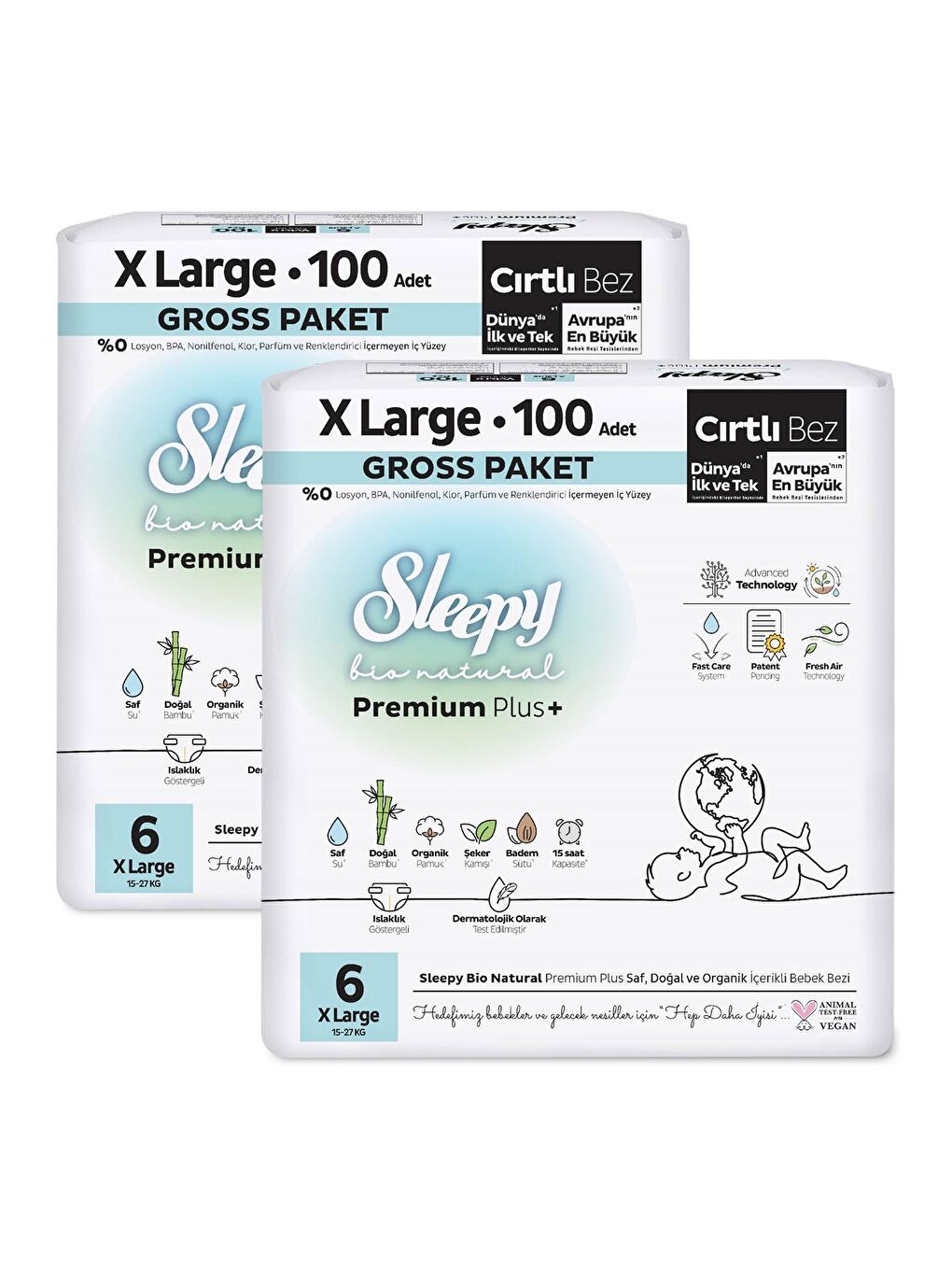 Sleepy Beyaz Bio Natural Premium Plus Gross Paket Bebek Bezi 6 Numara Xlarge 200 Adet - 2