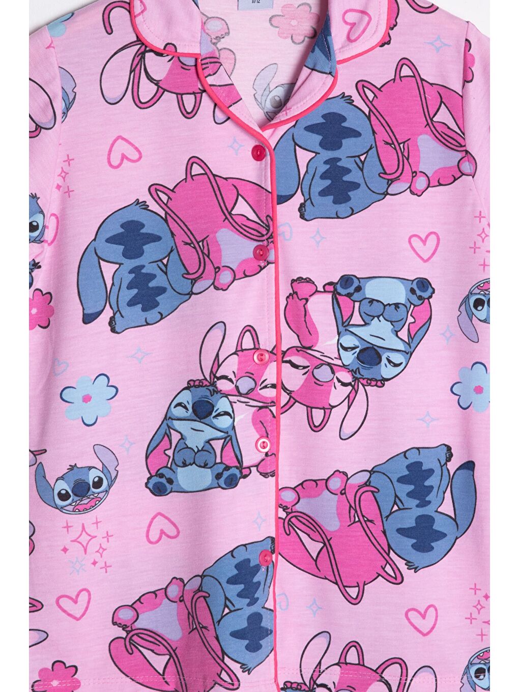 Pembe Karakter Desenli Kısa Kol Kız Çocuk Göz Bantlı Pijama Takımı 24014-4