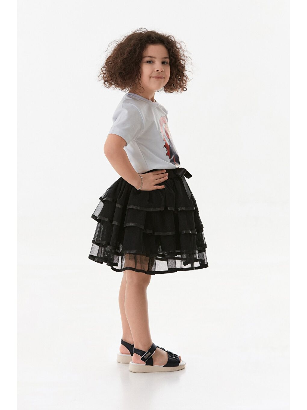 Siyah 23 Nisan Fırfırlı Fiyonklu Kız Çocuk Tütü Etek-2