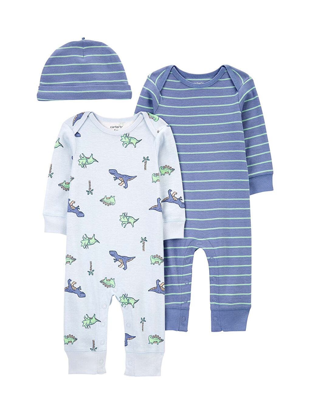 Mavi Erkek Bebek Tulum Set 3'lü Paket