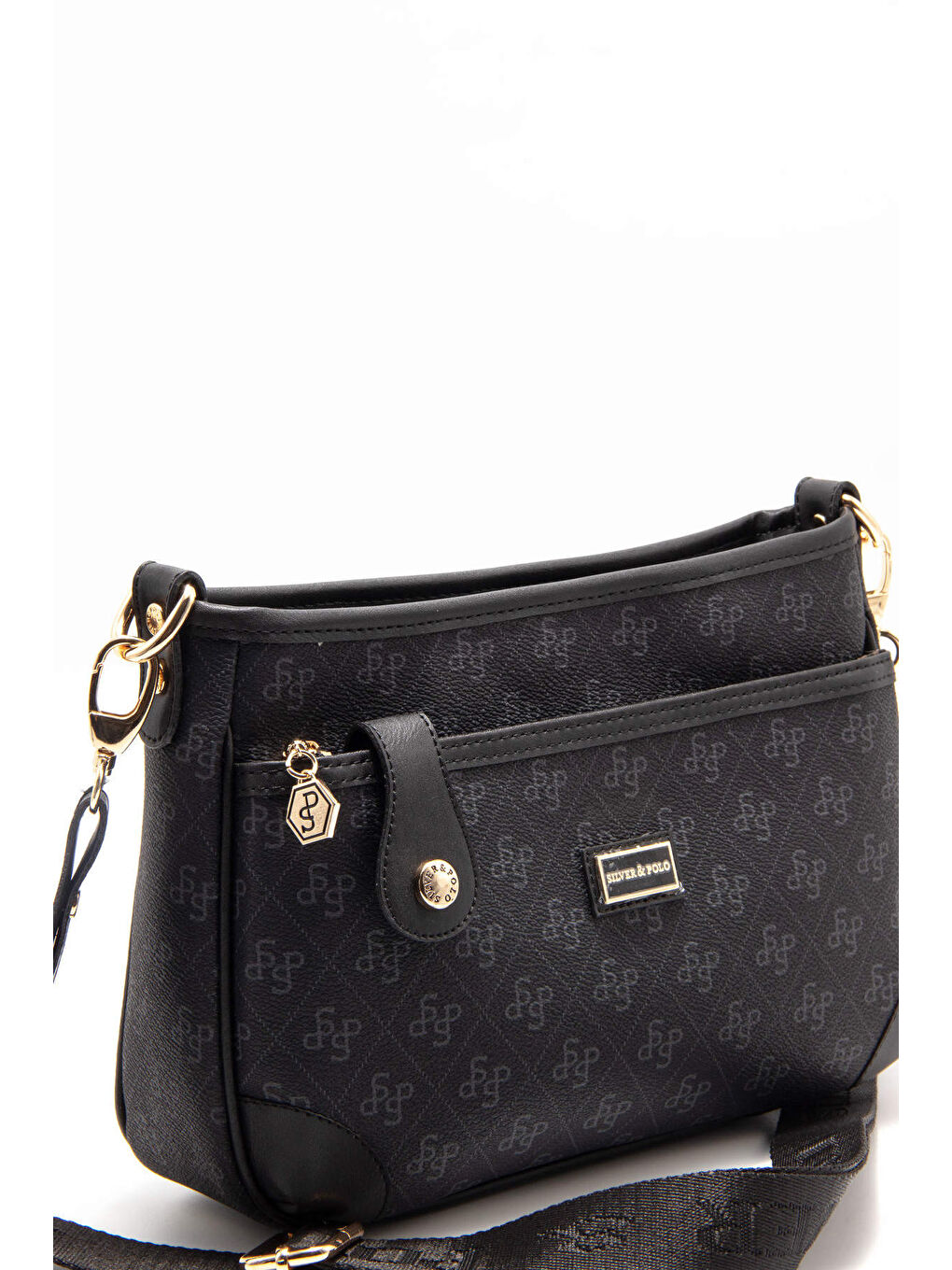 Siyah Kadın Çapraz Çanta 1160-45506 SILVER POLO ÇAPRAZ BAYAN ÇANTASI M178 SİYAH-MAT SİYAH-5