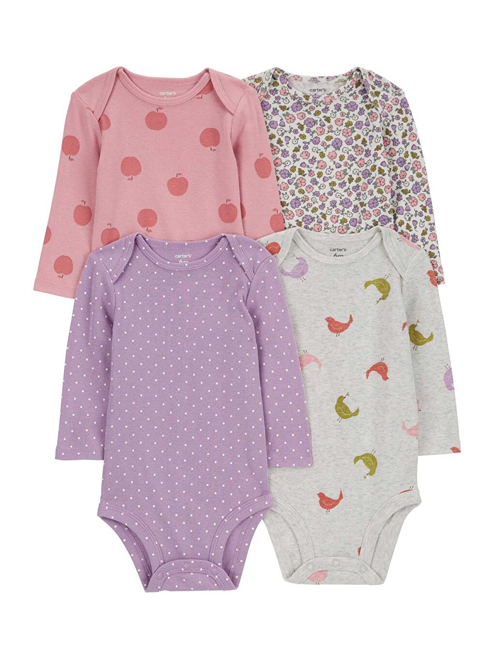 Karışık Kız Bebek Uzun Kollu Body Set 4'lü Paket