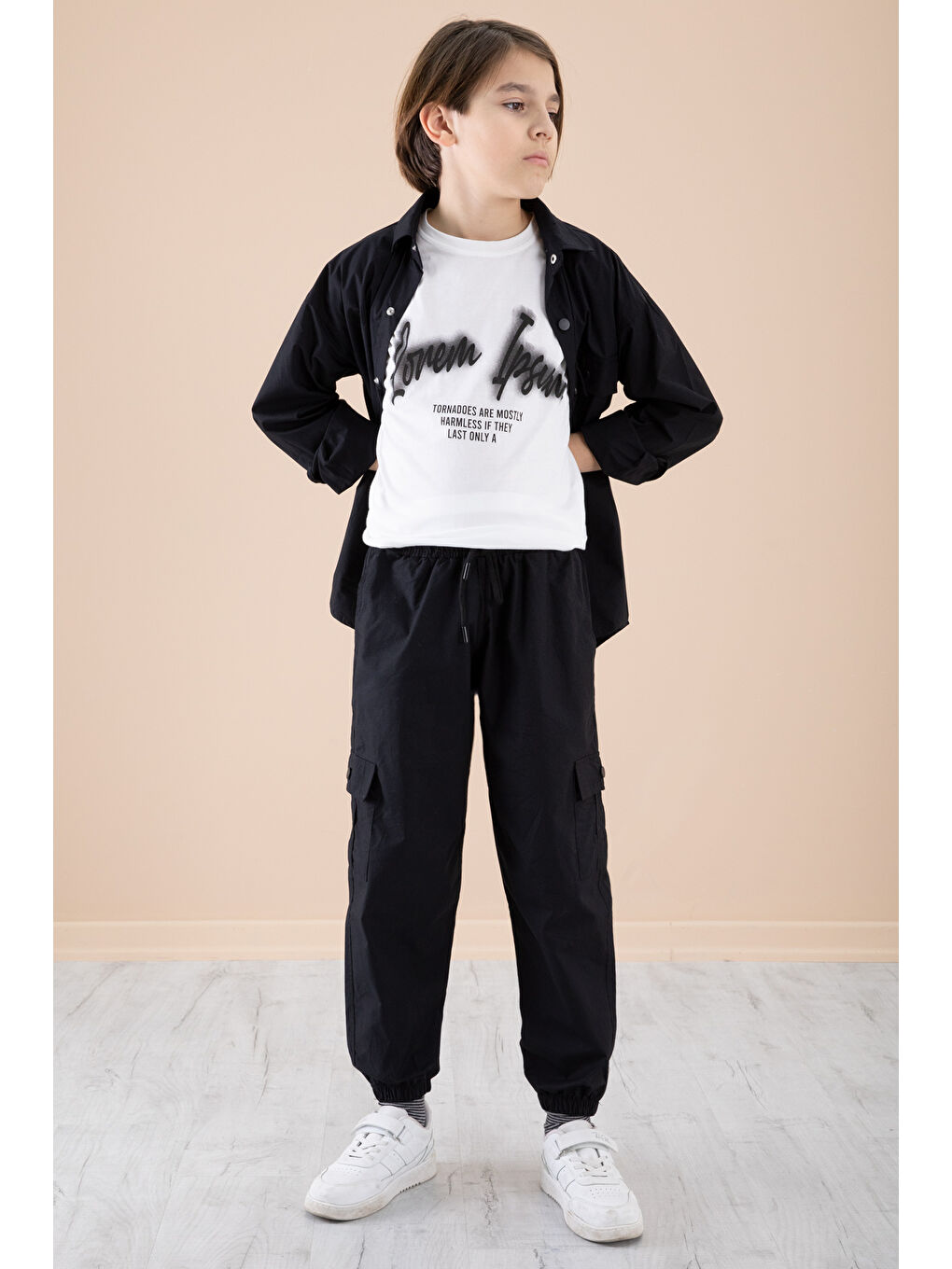 Siyah Erkek Çocuk Baskılı Tişörtlü 3lü Takım 20328-3