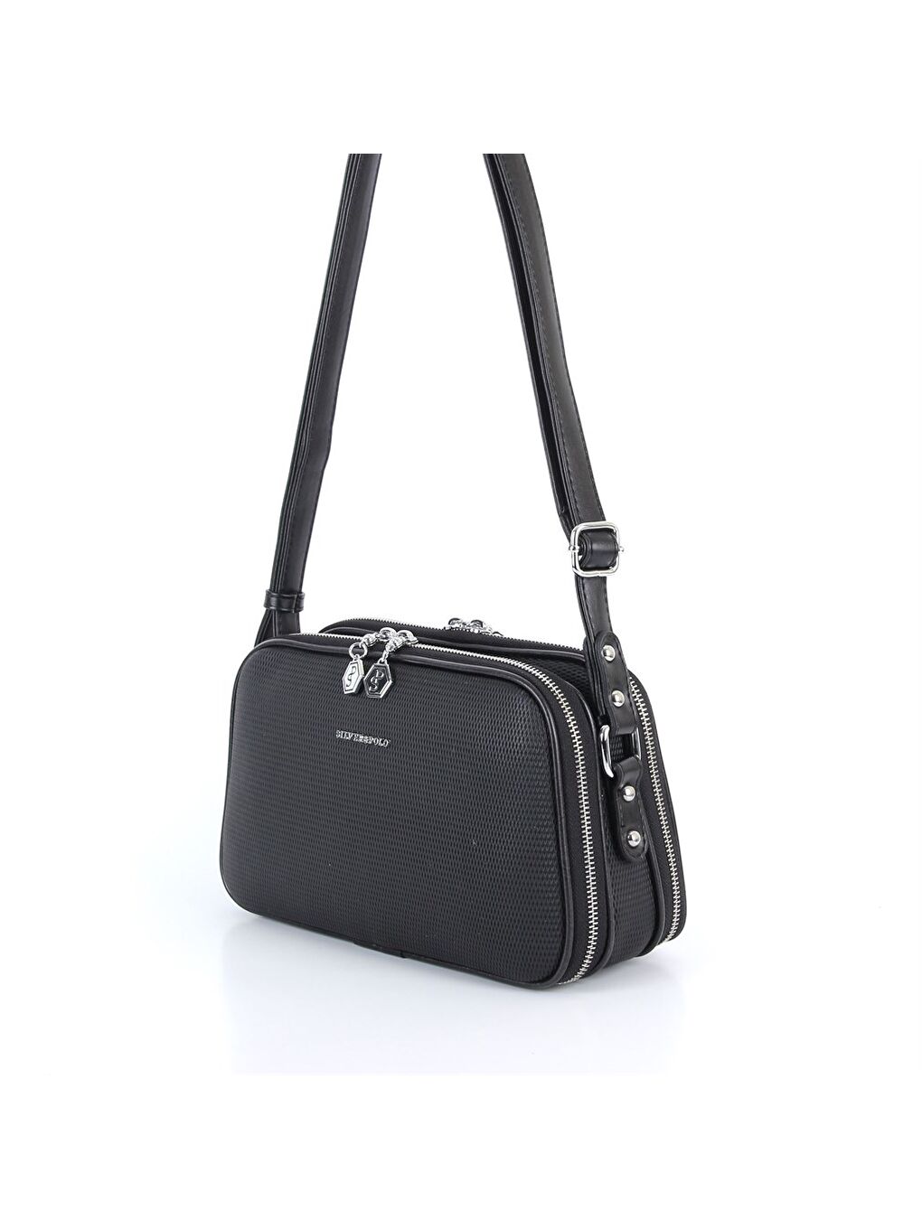 Siyah Kadın Omuz Çantası 899-30039 SILVER POLO M86 SİYAH-MAT SİYAH-1