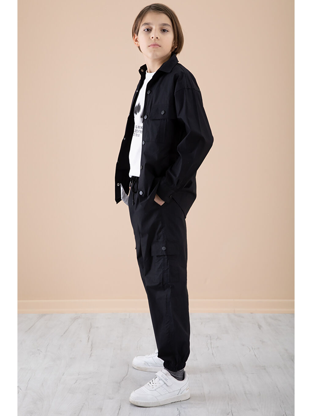 Siyah Erkek Çocuk Baskılı Tişörtlü 3lü Takım 20328-4