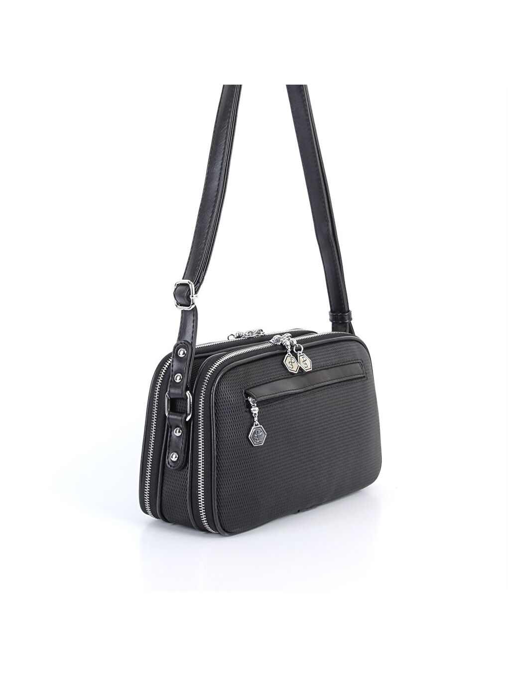 Siyah Kadın Omuz Çantası 899-30039 SILVER POLO M86 SİYAH-MAT SİYAH-2