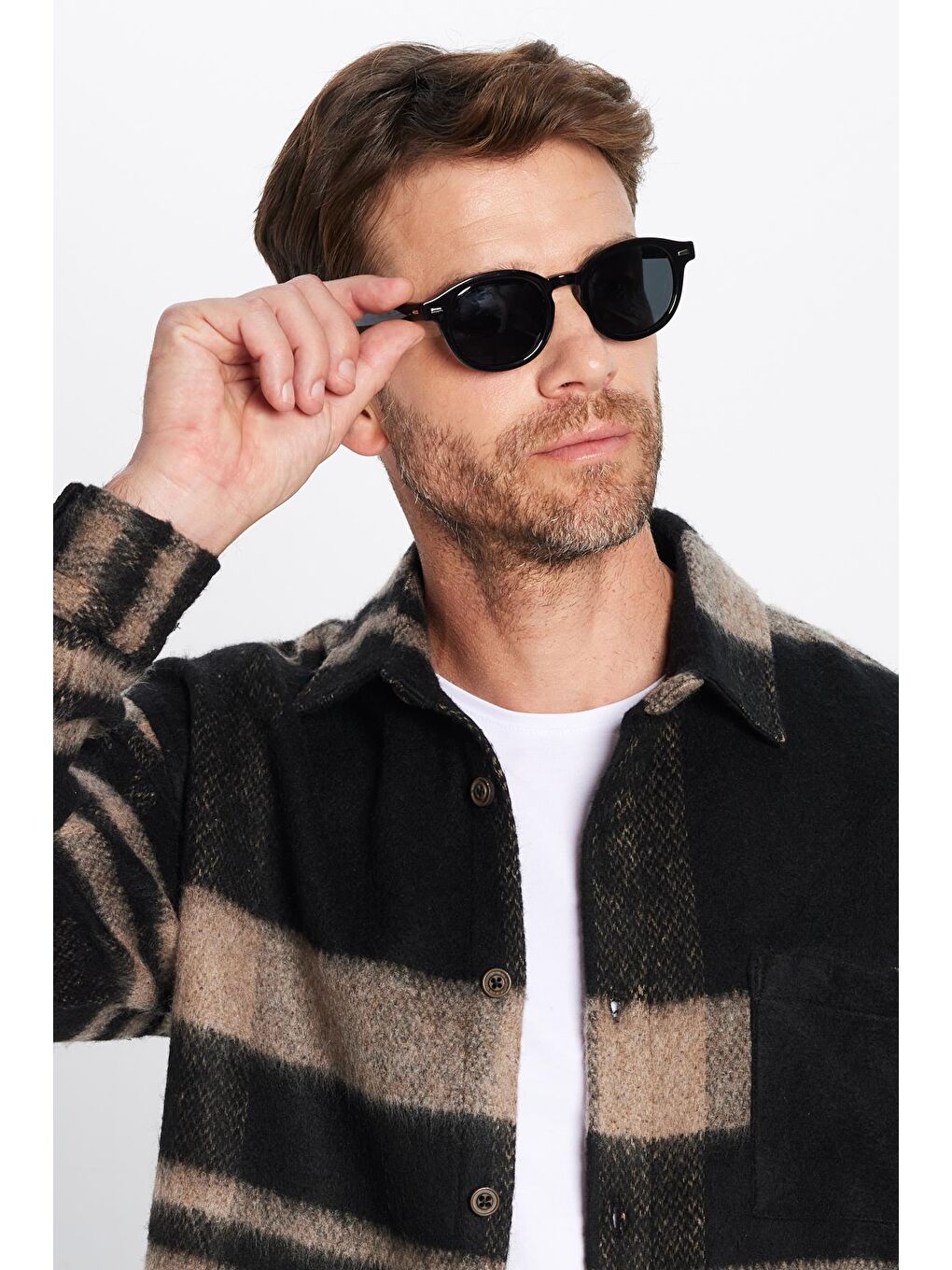 Karışık Erkek Relax Fit Rahat Kesim Oduncu Tek Cepli Kareli Kışlık Şardonlu Gömlek