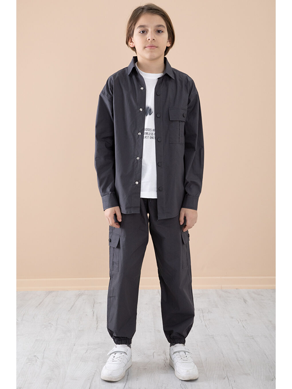 Gri Füme Erkek Çocuk Baskılı Tişörtlü 3lü Takım 20329