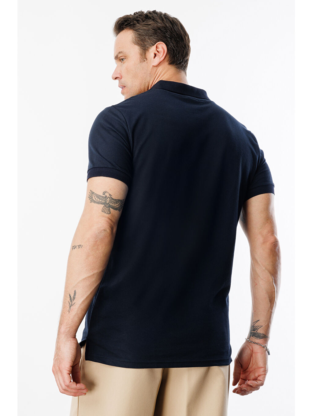 Lacivert Erkek Çekmeyen Pamuklu Kumaş Regular Fit Standart Kesim Polo Yaka Tişört POLOYAKA-T-SHIRT1-6