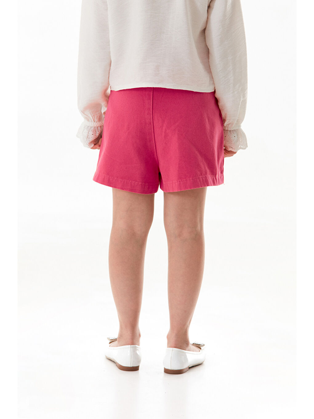 Fuşya Beli Lastikli Fermuarlı Kız Çocuk Şort Etek-3