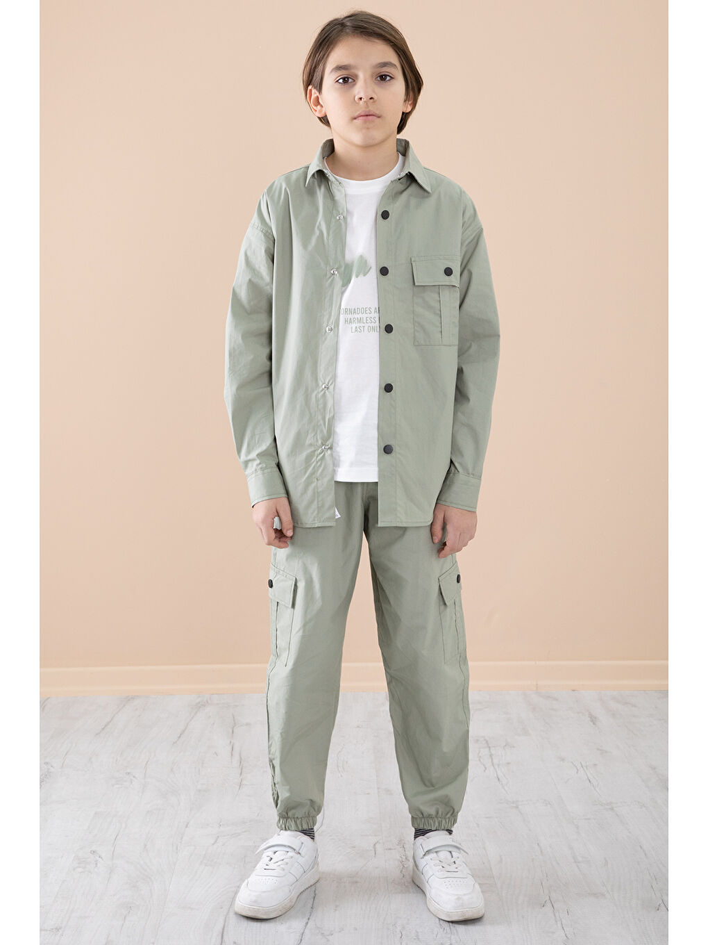 Haki Erkek Çocuk Baskılı Tişörtlü 3lü Takım 20330