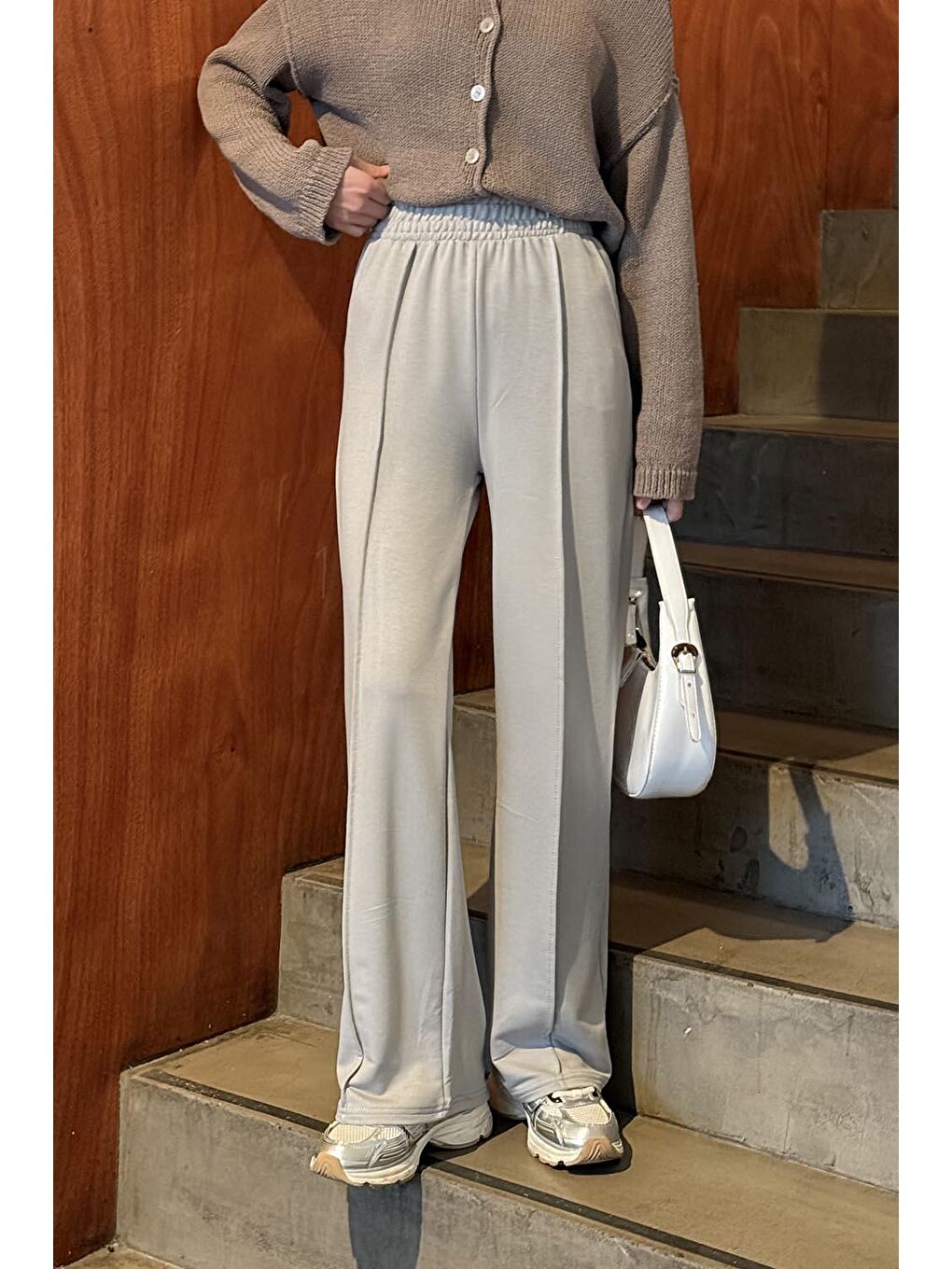 Çıma Detaylı Pantolon Gri