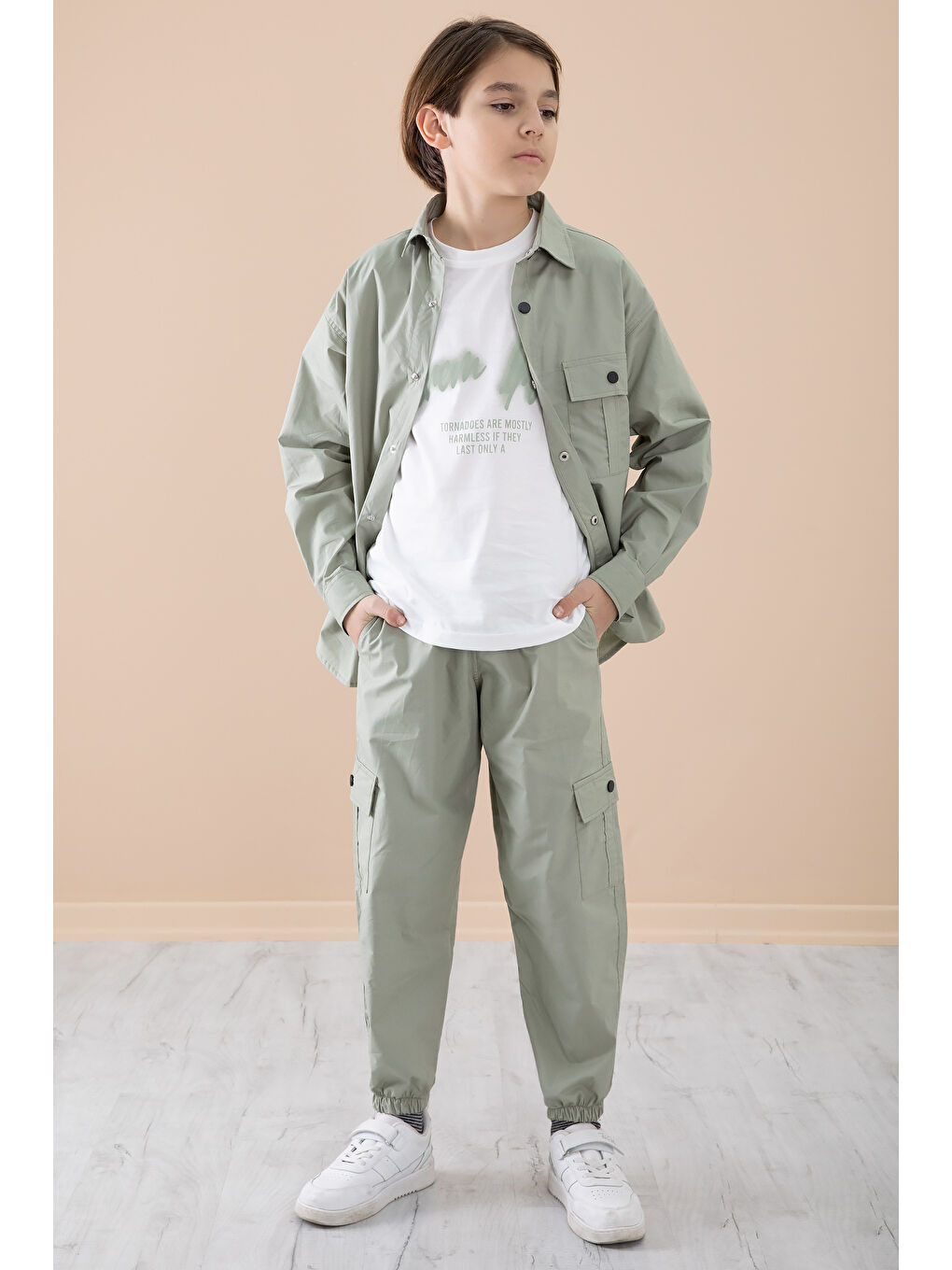 Haki Erkek Çocuk Baskılı Tişörtlü 3lü Takım 20330-1