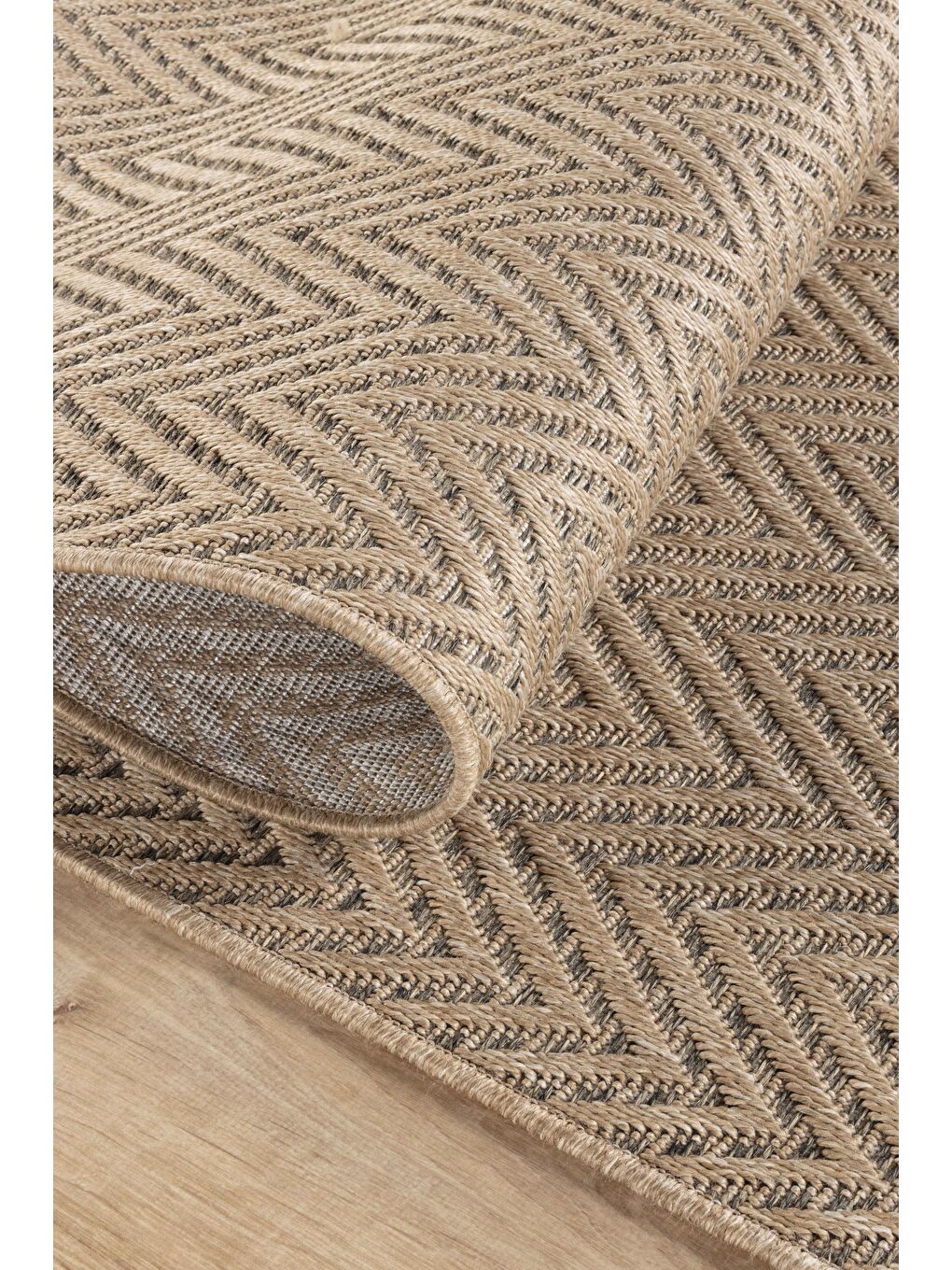 Sisaluna 4441 Bej Jüt Tabanlı Modern Dokuma Kilim Sisal Hasır Halı-100x300-3