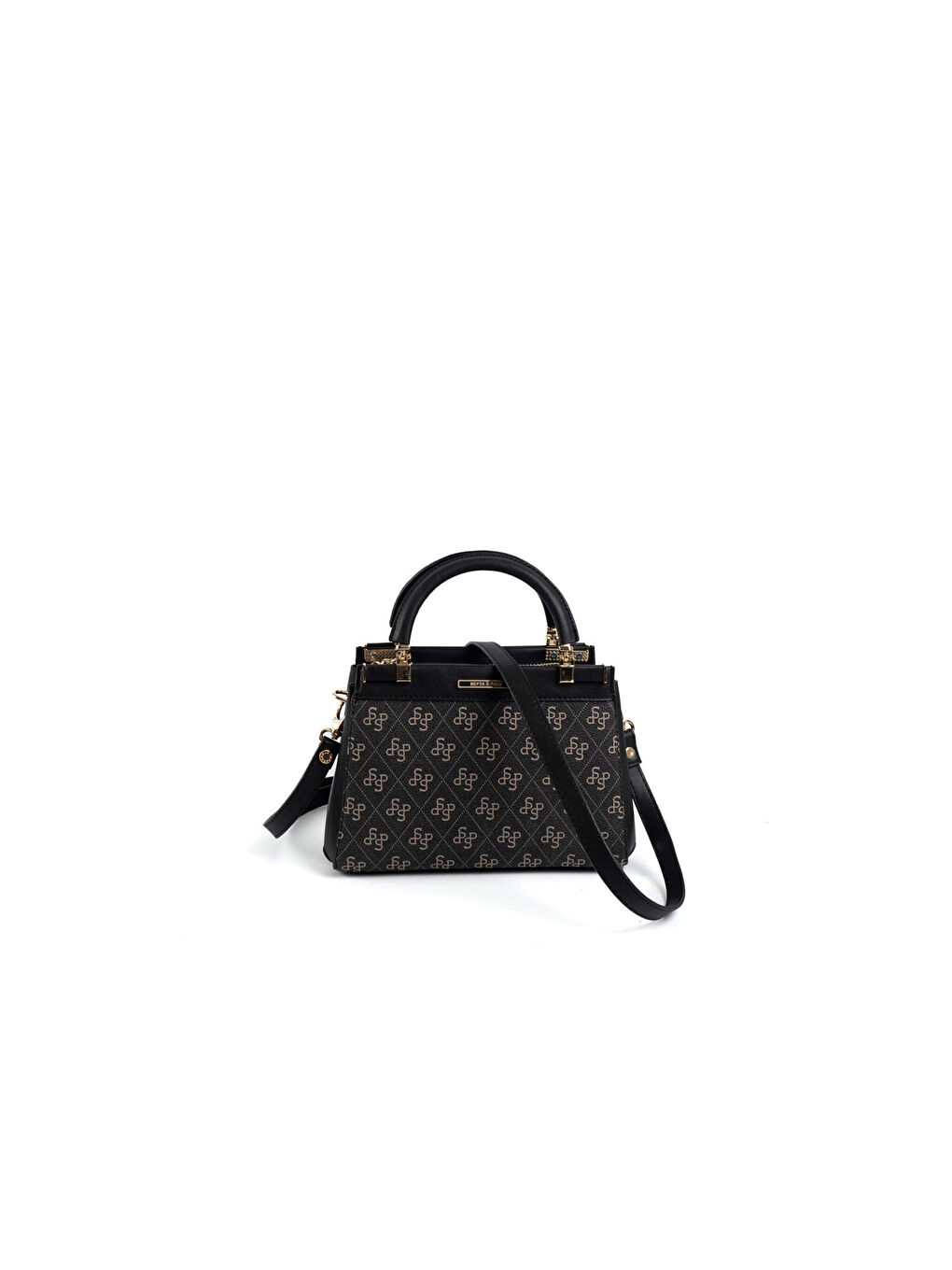 Gri Kadın Omuz Çantası 1193-47687 SILVER POLO BAYAN ÇANTASI M178 FÜME-MAT SİYAH-4