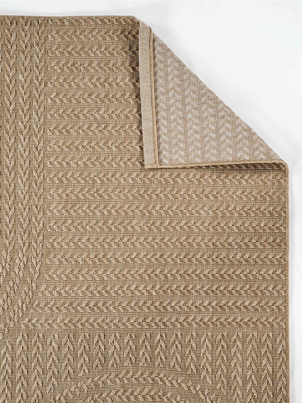 Sisaluna 4443 Bej Jüt Tabanlı Modern Dokuma Kilim Sisal Hasır Halı-120x170-1