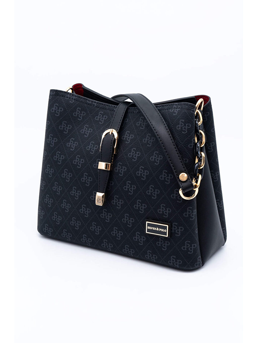 Siyah Kadın Omuz Çantası 974-45525 SILVER POLO BAYAN ÇANTASI M178 SİYAH-MAT SİYAH-6