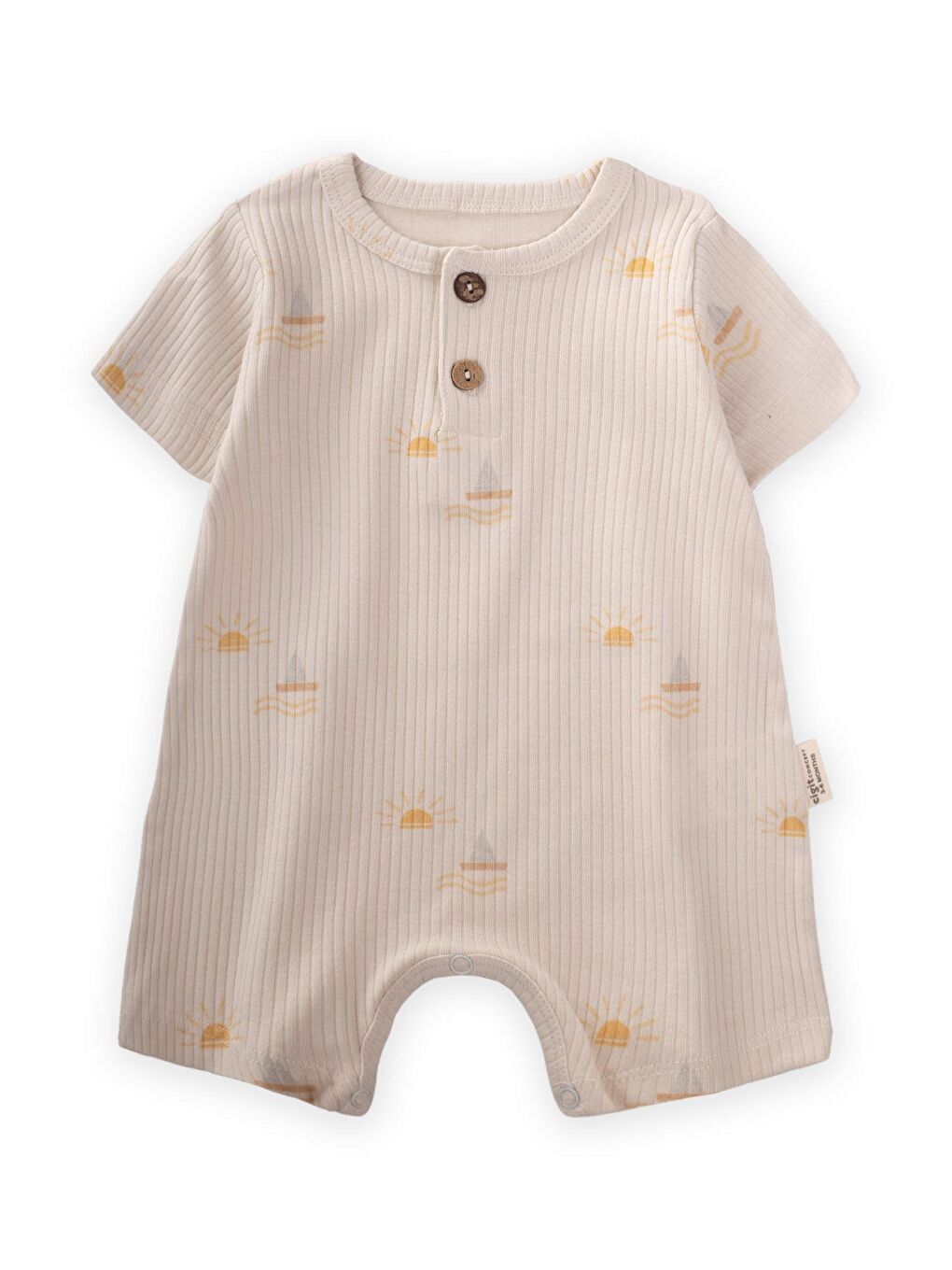 Beyaz Erkek Çocuk Desenli Tulum