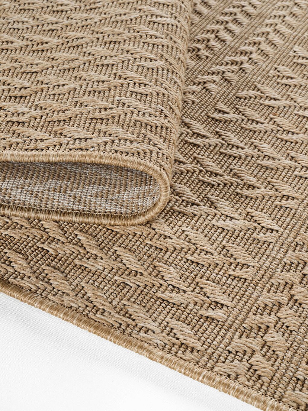 Sisaluna 4443 Bej Jüt Tabanlı Modern Dokuma Kilim Sisal Hasır Halı-100x300-2
