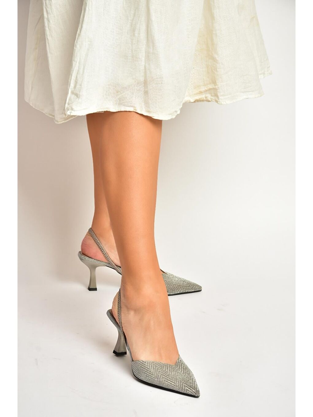Antrasit Platin Kadın Topuklu Ayakkabı Y820444214-4