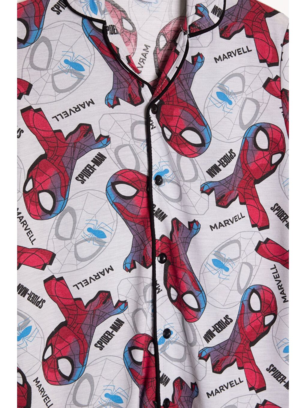 Gri Örümcek Adam Baskılı Erkek Çocuk Düğmeli Pijama Takımı 24010-3