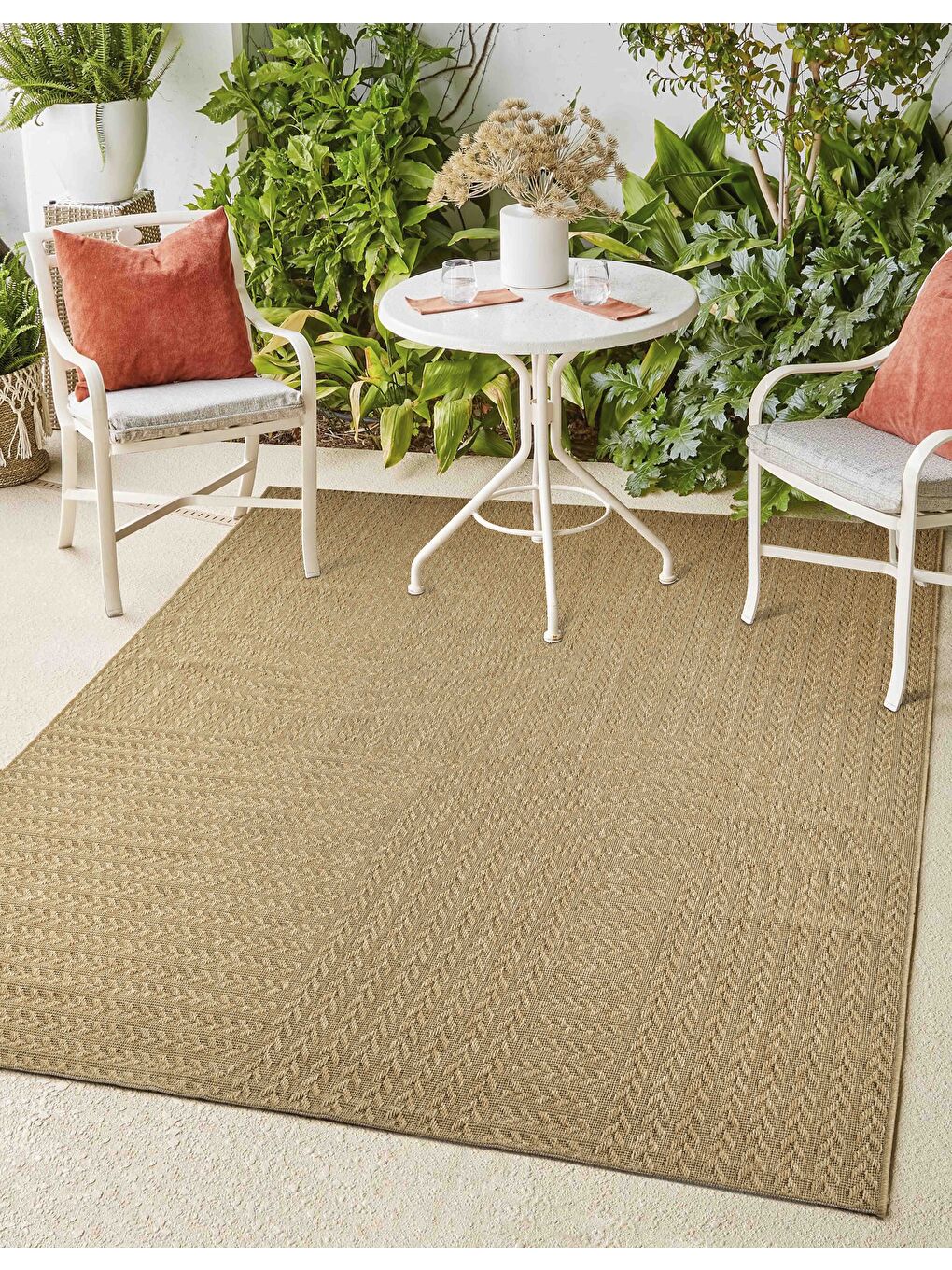 Sisaluna 4443 Bej Jüt Tabanlı Modern Dokuma Kilim Sisal Hasır Halı-120x170-5