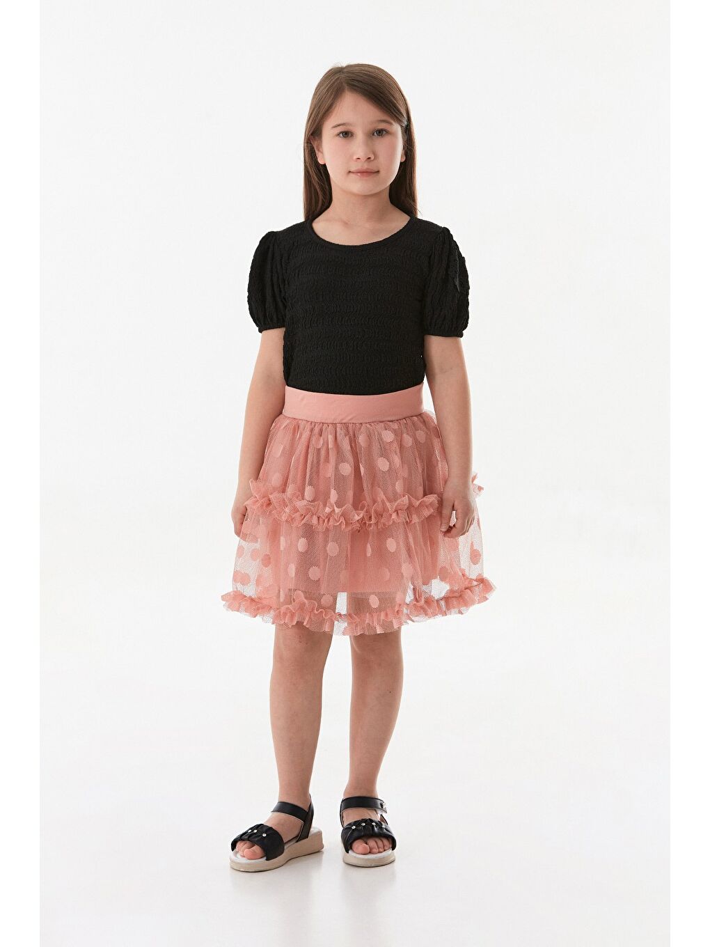 Pembe Puantiyeli 23 Nisan Kız Çocuk Tütü Etek