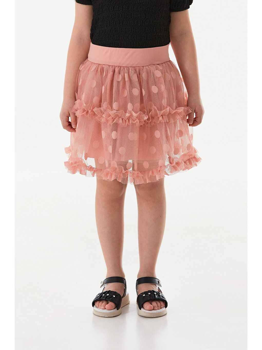 Pembe Puantiyeli 23 Nisan Kız Çocuk Tütü Etek-1