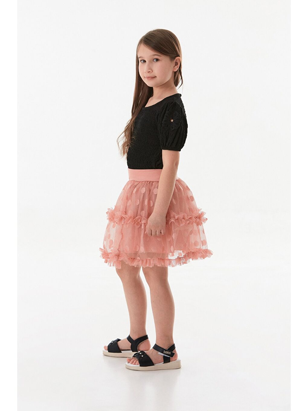 Pembe Puantiyeli 23 Nisan Kız Çocuk Tütü Etek-3