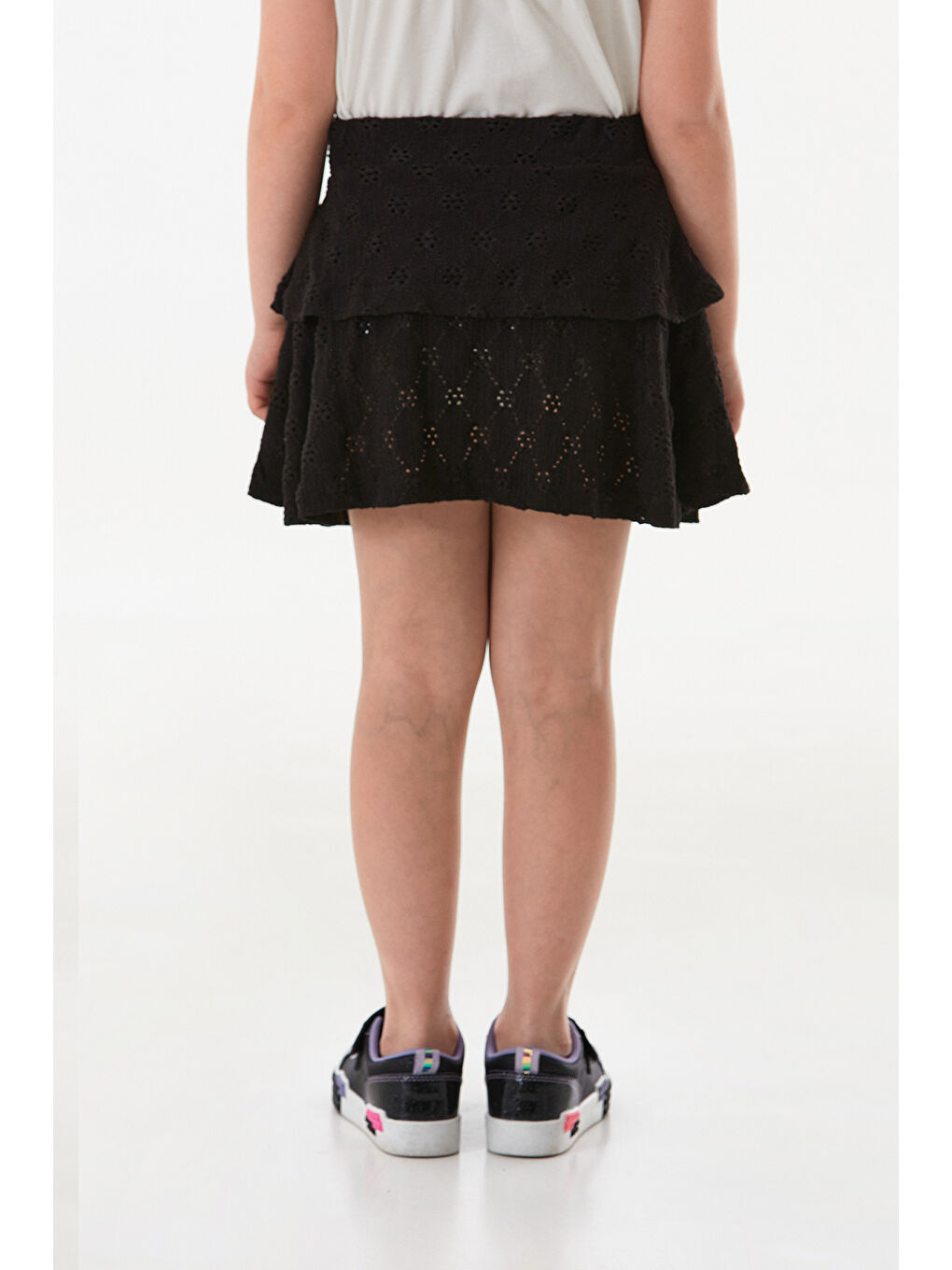 Siyah Dantelli Fırfırlı Kız Çocuk Etek-2