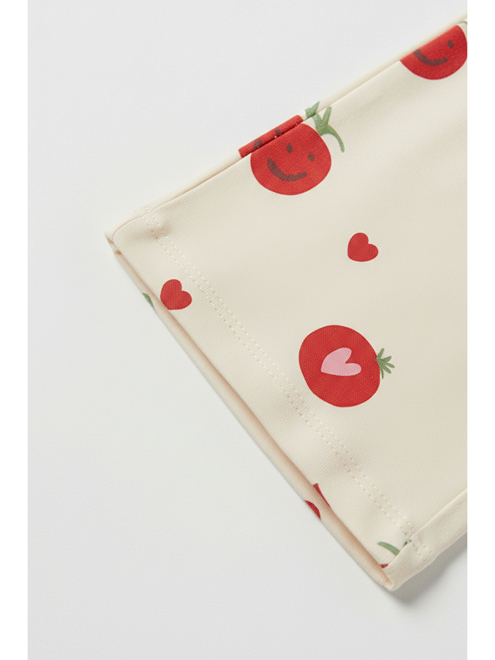 Ekru Unisex Çocuk Pamuklu Krem Domates Baskılı T-Shirt Pantolon Takım - Yazlık-4