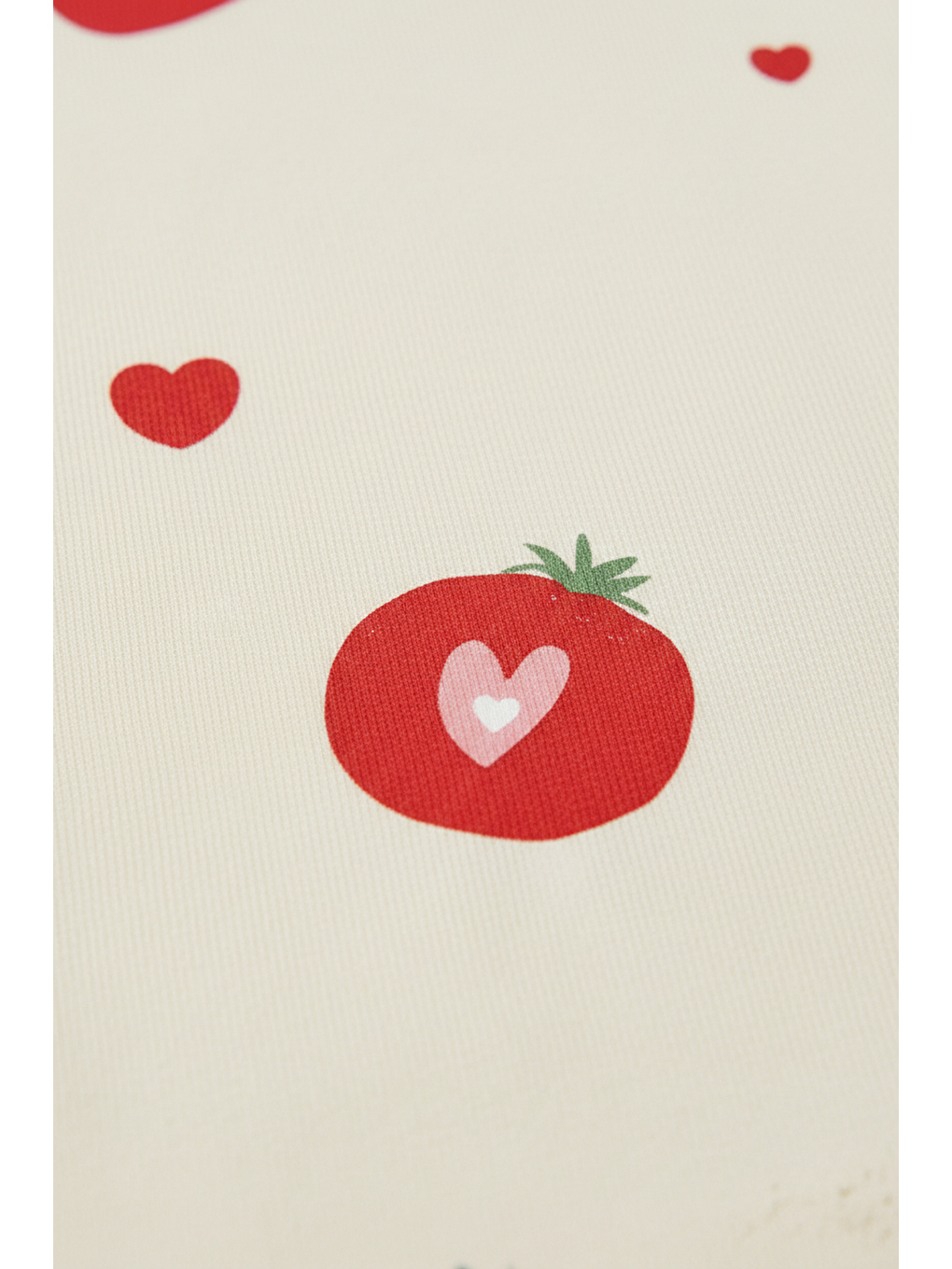 Ekru Unisex Çocuk Pamuklu Krem Domates Baskılı T-Shirt Pantolon Takım - Yazlık-5