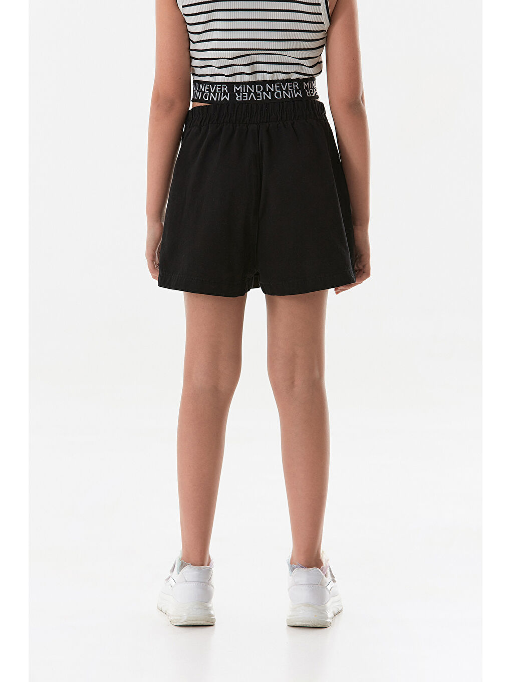 Siyah Beli Lastikli Fermuarlı Kız Çocuk Şort Etek-3