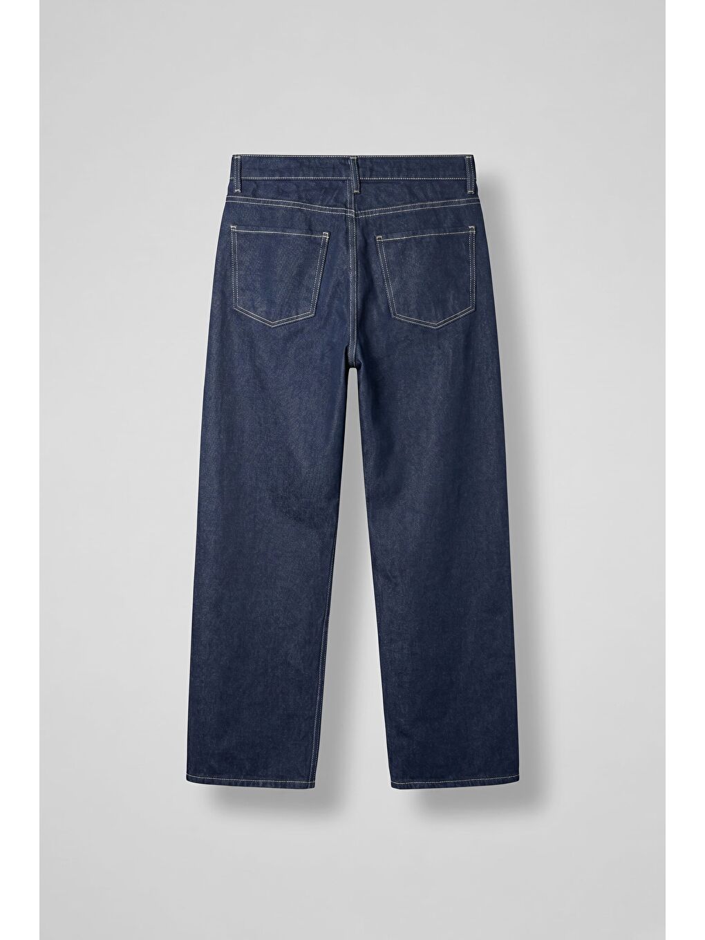 Erkek Baggy Fit Kontrast Dikişli Jean Pantolon Lacivert-1