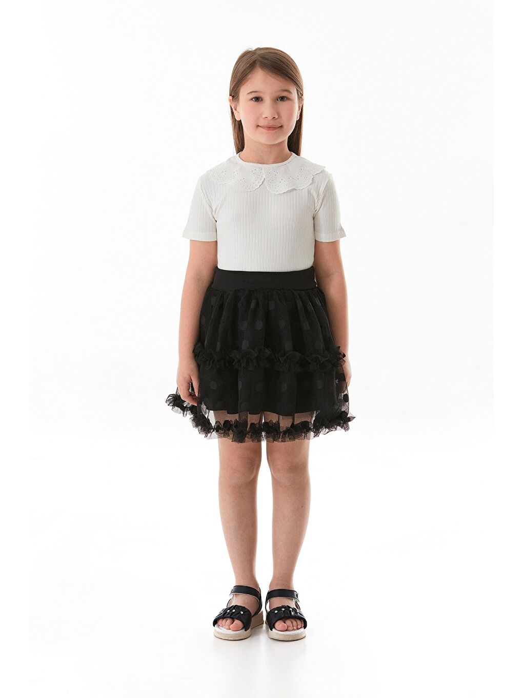Siyah Puantiyeli 23 Nisan Kız Çocuk Tütü Etek-1