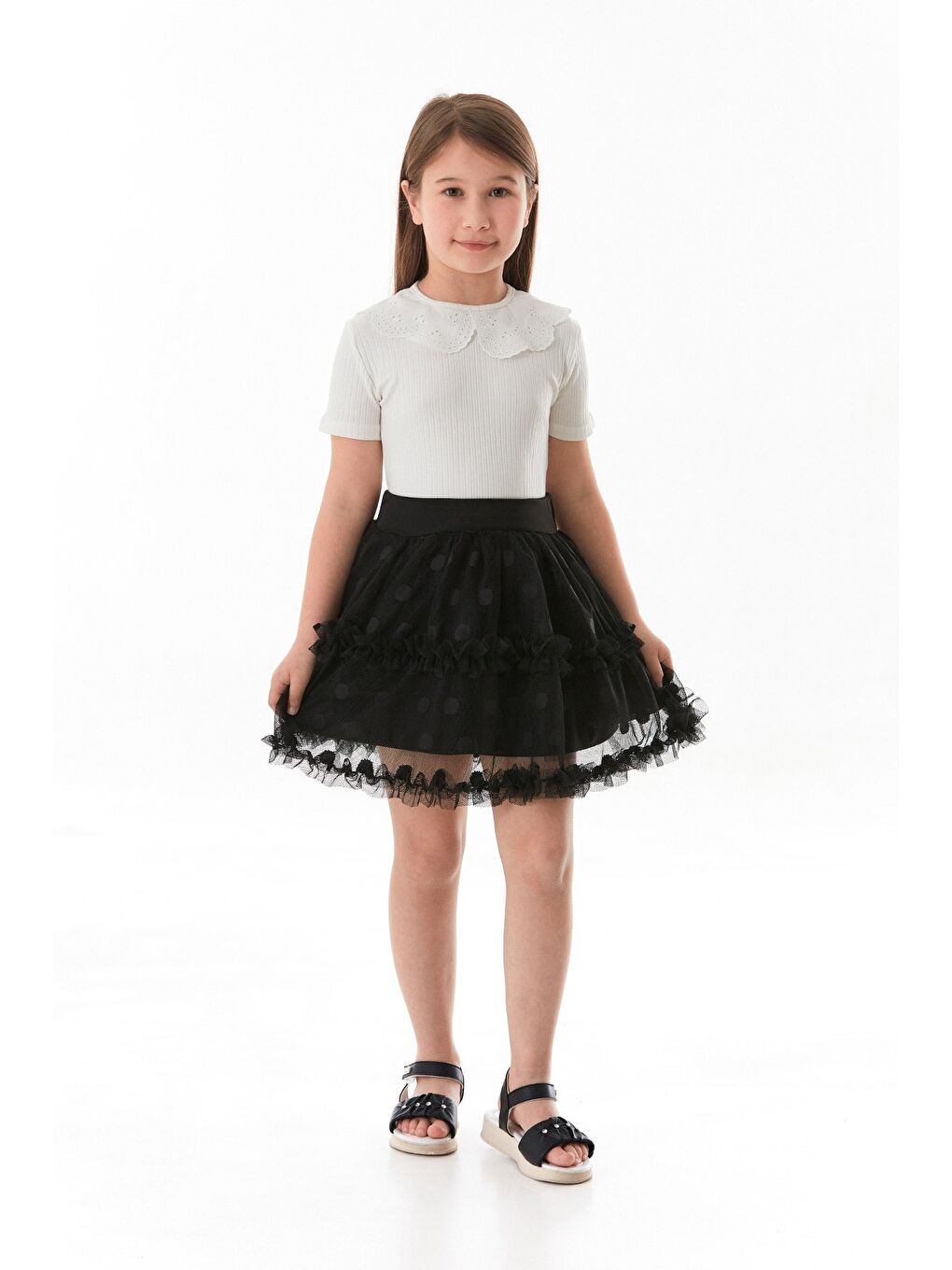 Siyah Puantiyeli 23 Nisan Kız Çocuk Tütü Etek-2