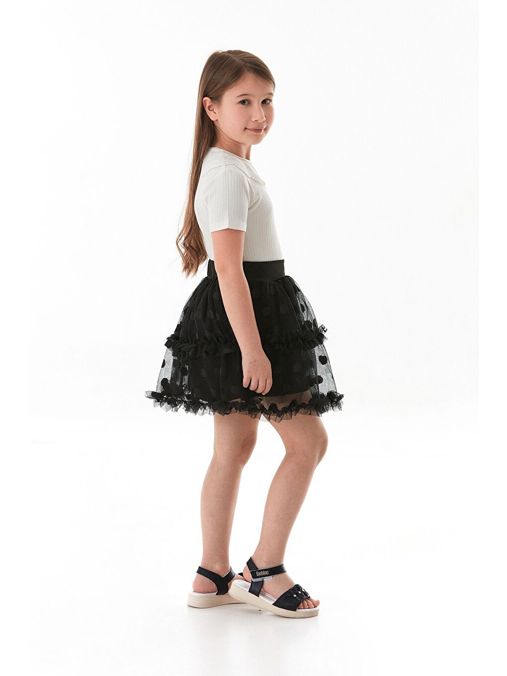 Siyah Puantiyeli 23 Nisan Kız Çocuk Tütü Etek-3