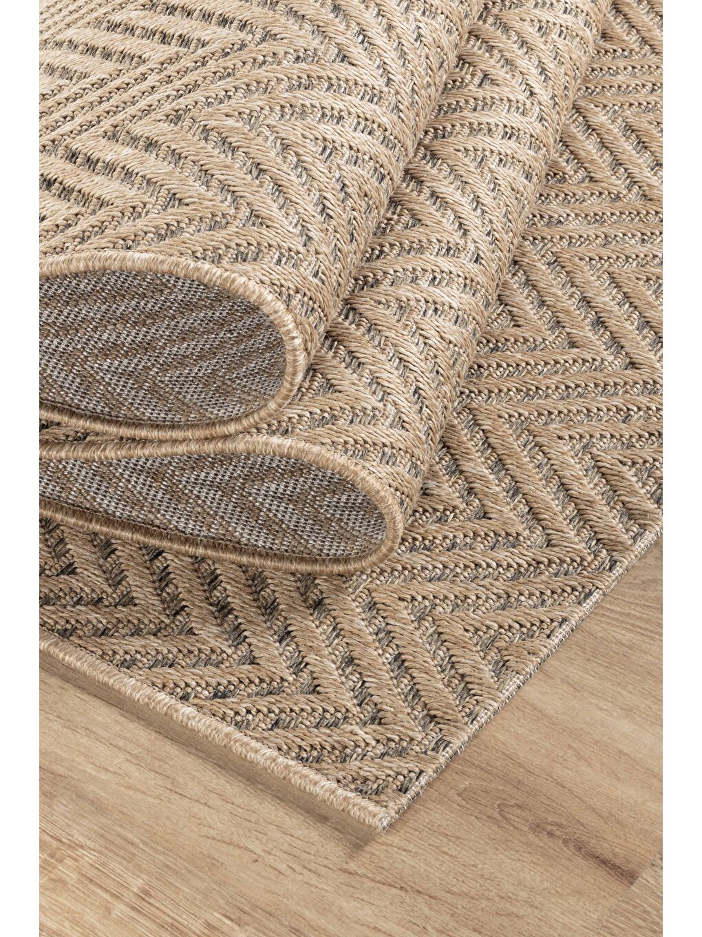 Sisaluna 4441 Bej Jüt Tabanlı Modern Dokuma Kilim Sisal Hasır Halı-80x150-5